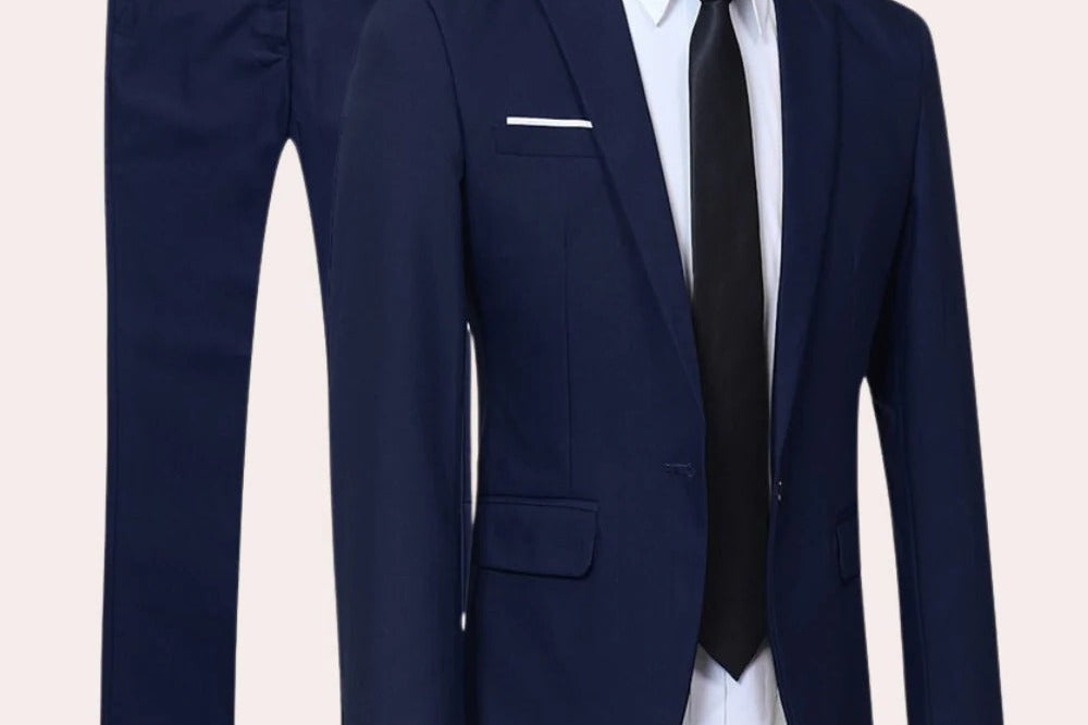Todd - Men's Slim Fit Two-Piece Business Suit - Navy