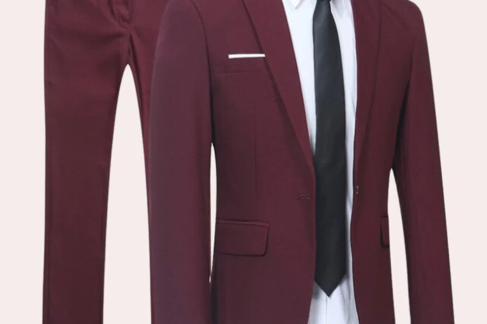 Todd - Men's Slim Fit Two-Piece Business Suit - Red