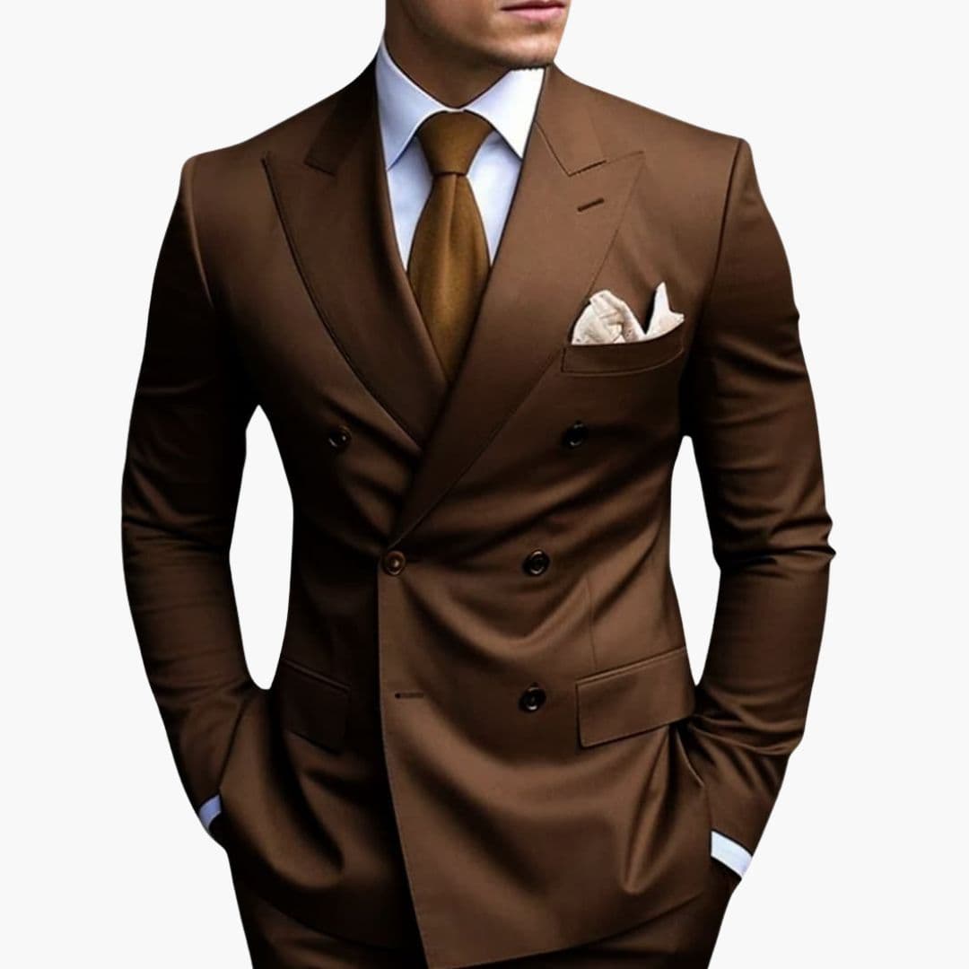 Travis - Men's Tapered Two-Piece Suit in Extended Sizes - Brown