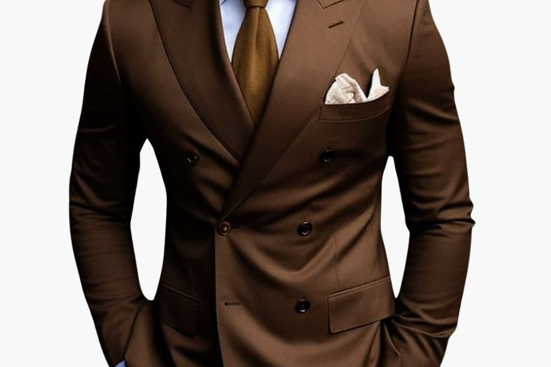 Travis - Men's Tapered Two-Piece Suit in Extended Sizes - Brown