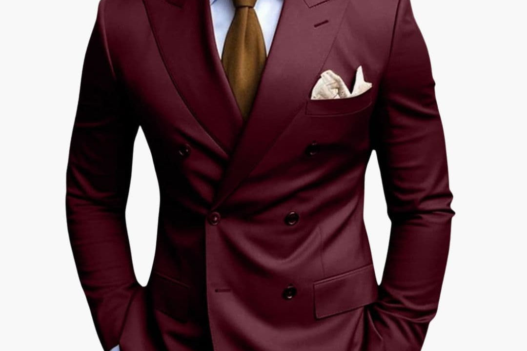 Travis - Men's Tapered Two-Piece Suit in Extended Sizes - Maroon