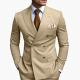 Travis - Men's Tapered Two-Piece Suit in Extended Sizes - Beige