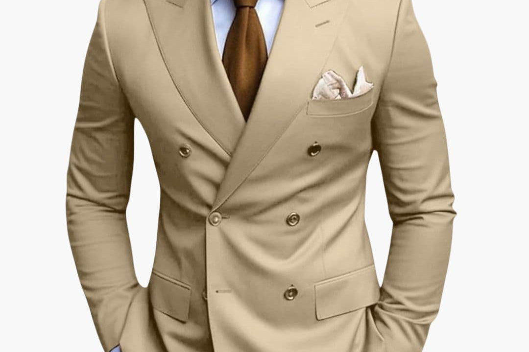 Travis - Men's Tapered Two-Piece Suit in Extended Sizes - Beige