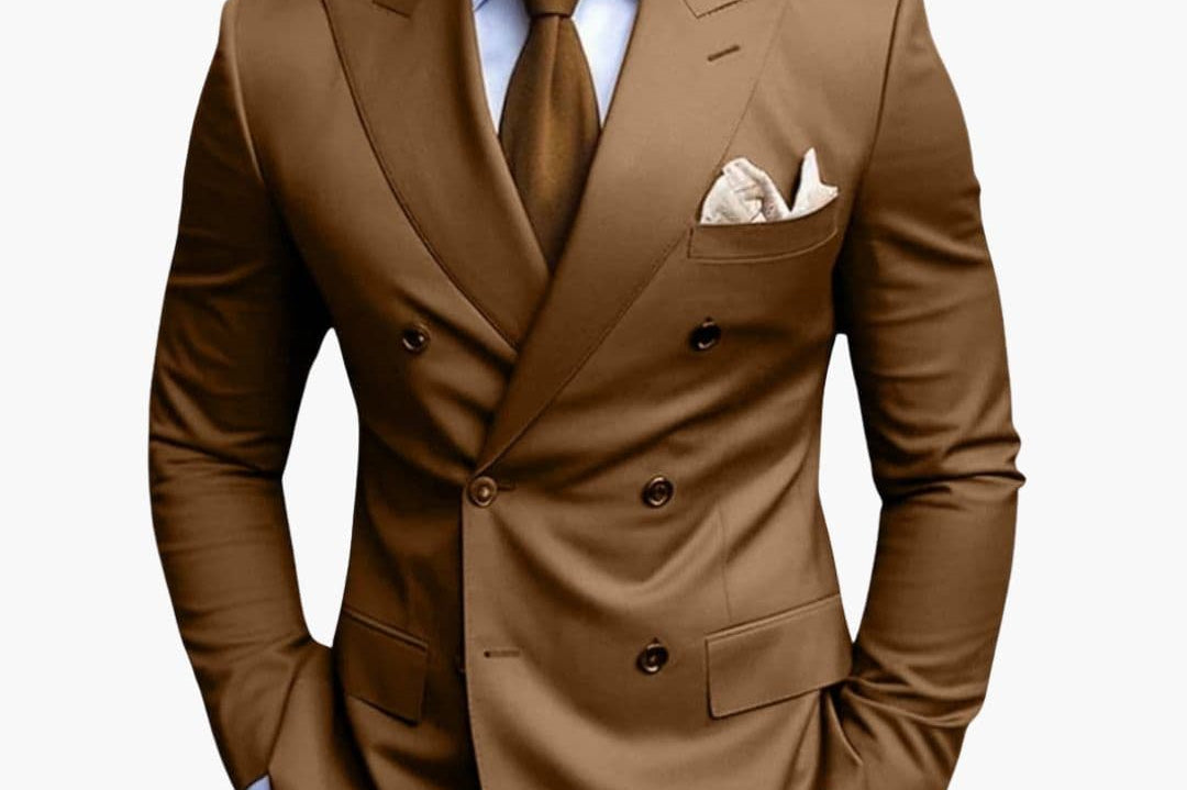 Travis - Men's Tapered Two-Piece Suit in Extended Sizes - Khaki