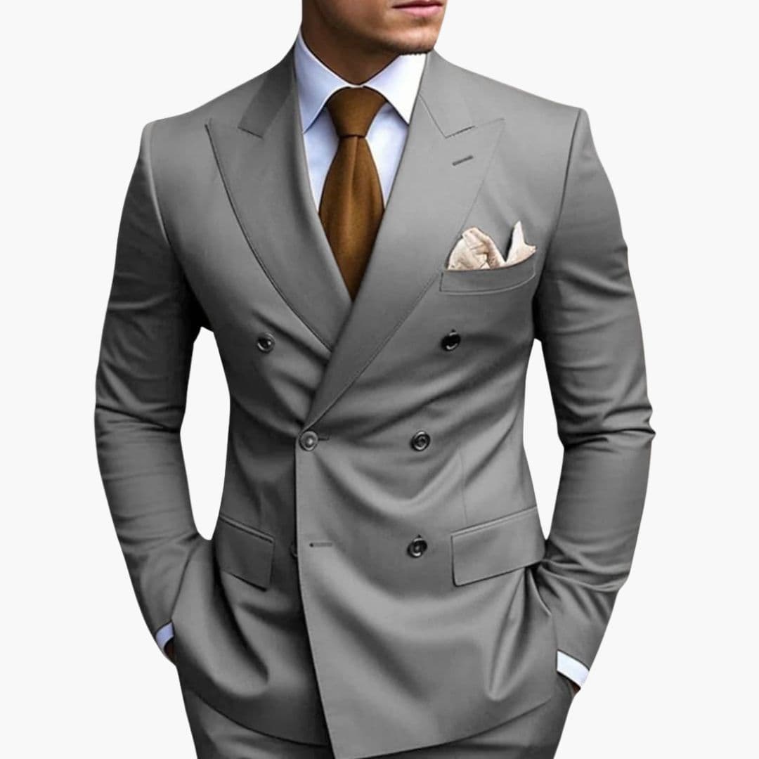 Travis - Men's Tapered Two-Piece Suit in Extended Sizes - Light Gray