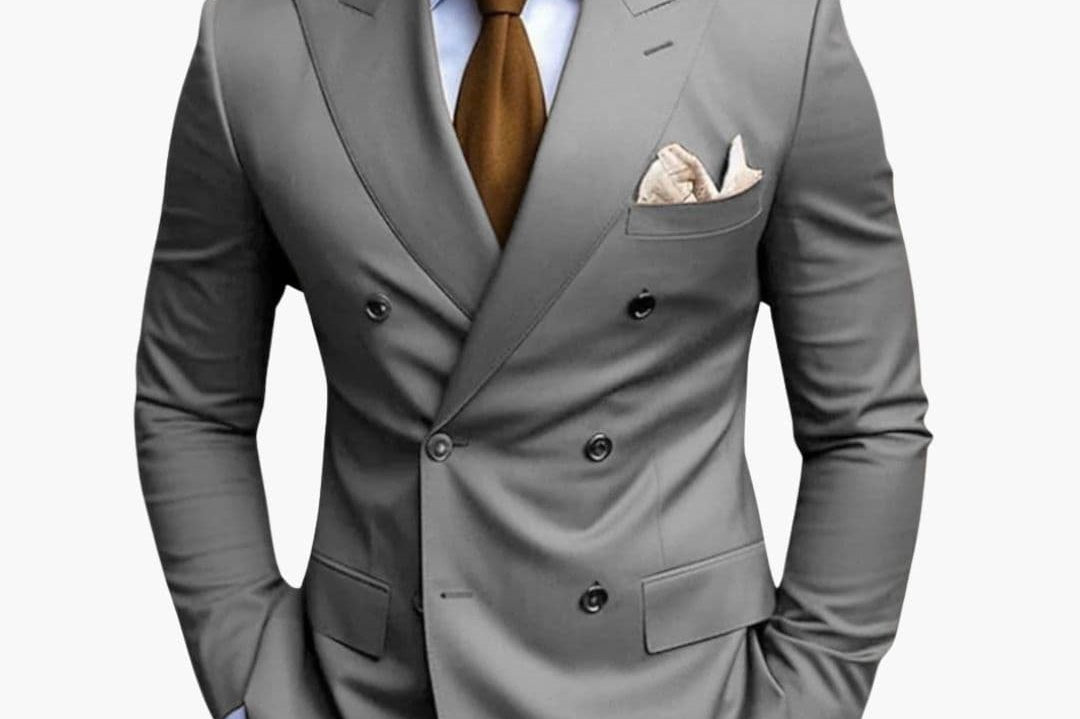 Travis - Men's Tapered Two-Piece Suit in Extended Sizes - Light Gray