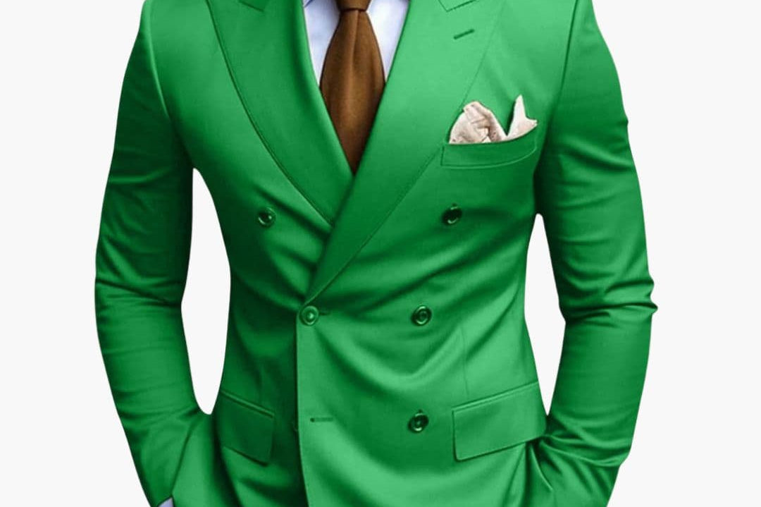 Travis - Men's Tapered Two-Piece Suit in Extended Sizes - Lime Green