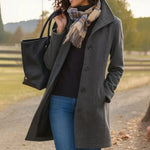 Trine - Women's Single-Breasted Wool-Blend Coat - Gray