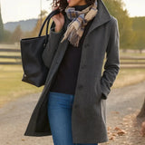 Trine - Women's Single-Breasted Wool-Blend Coat - Gray