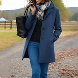 Trine - Women's Single-Breasted Wool-Blend Coat - Blue