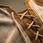 Tristan - Men's Lace-Up Henley Shirt with Suede-Touch Panels