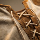 Tristan - Men's Lace-Up Henley Shirt with Suede-Touch Panels