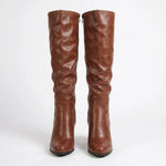 Valeria - Women's Block Heel Knee-High Boots with Round Toe