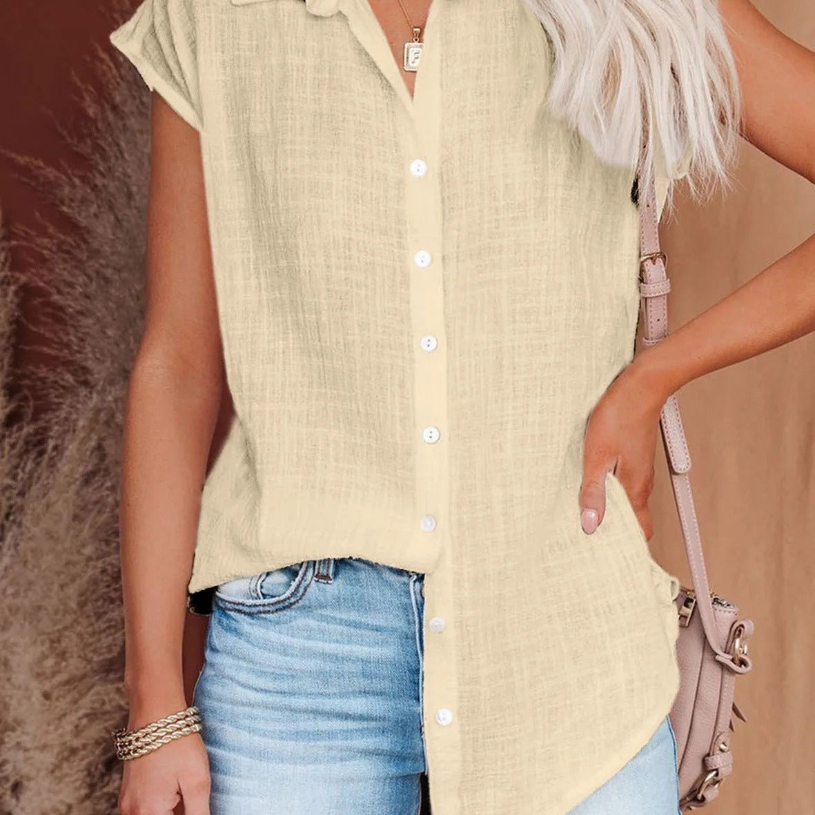 Women's Airy Woven Summer Blouse | Relaxed Breezy Everyday Blouse