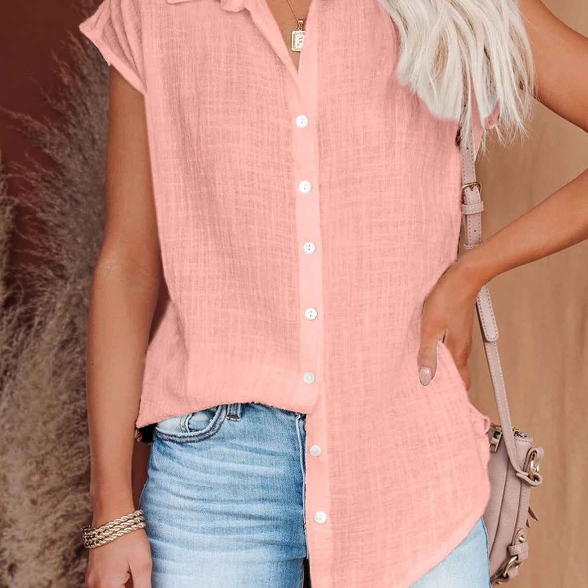 Women's Airy Woven Summer Blouse | Relaxed Breezy Everyday Blouse