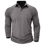 Vaughn - Men's Long-Sleeve Stretch Polo Shirt - Gray