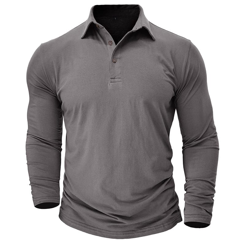 Vaughn - Men's Long-Sleeve Stretch Polo Shirt - Gray