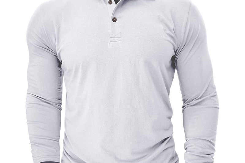 Vaughn - Men's Long-Sleeve Stretch Polo Shirt - White