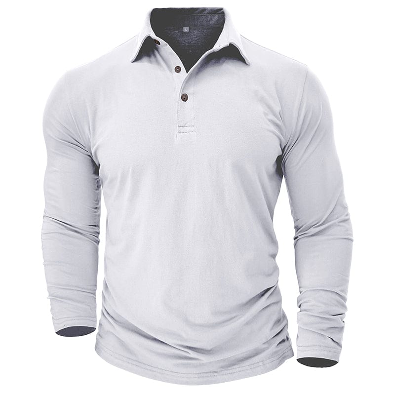 Vaughn - Men's Long-Sleeve Stretch Polo Shirt - White