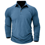 Vaughn - Men's Long-Sleeve Stretch Polo Shirt - Blue