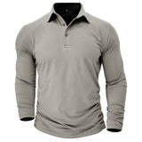 Vaughn - Men's Long-Sleeve Stretch Polo Shirt - Light Gray