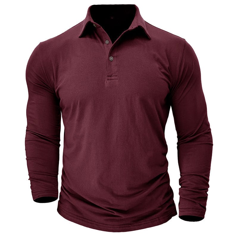 Vaughn - Men's Long-Sleeve Stretch Polo Shirt - Maroon