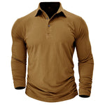 Vaughn - Men's Long-Sleeve Stretch Polo Shirt - Tan Brown