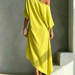 Asymmetric midi dress back view