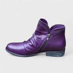 Vesper - Women's Orthopedic Ruched Ankle Boots with Side Zip - Purple