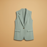 Vianne - Women's Sleeveless V-Neck Blazer Vest with Waist Detail
