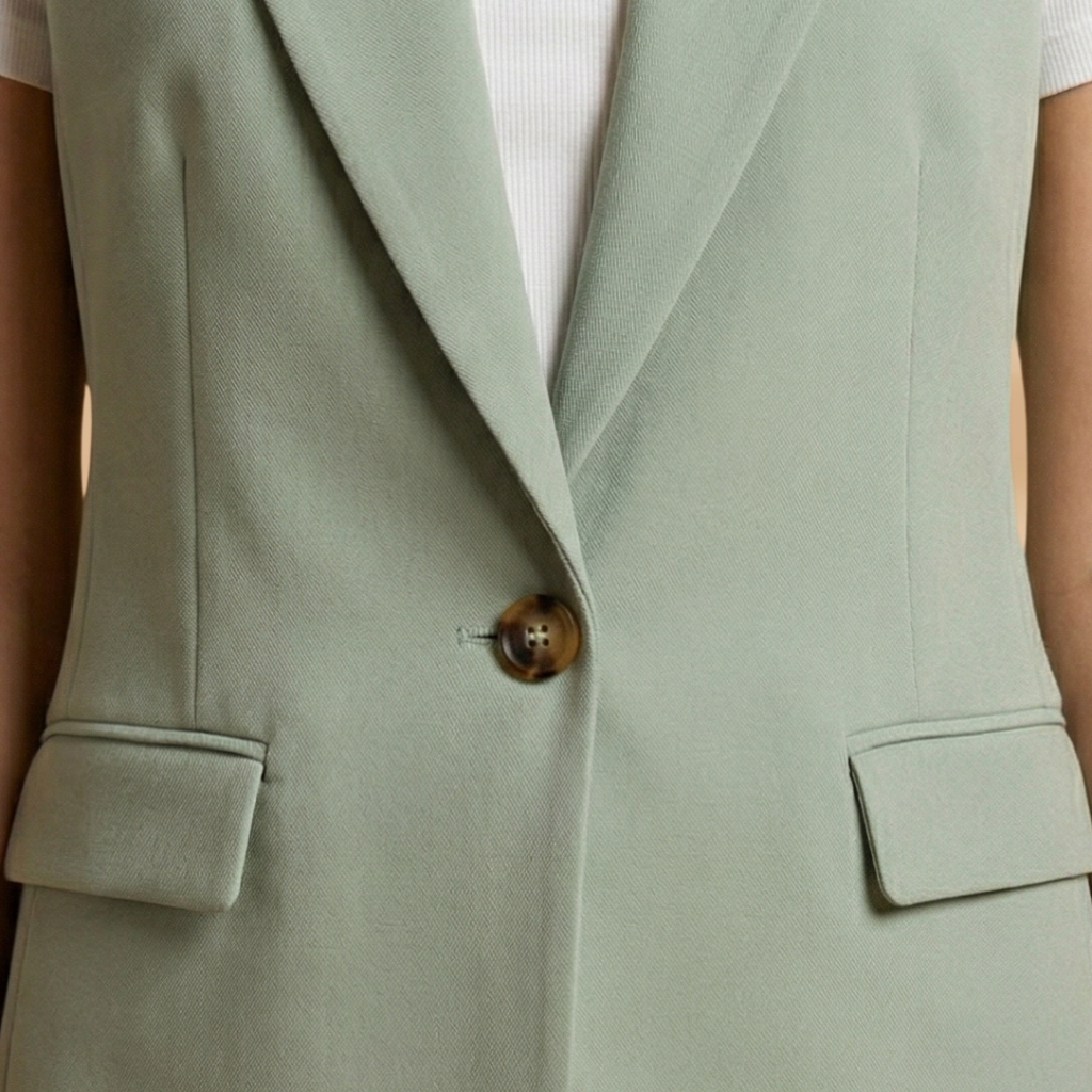 Vianne - Women's Sleeveless V-Neck Blazer Vest with Waist Detail