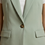 Vianne - Women's Sleeveless V-Neck Blazer Vest with Waist Detail