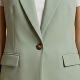 Vianne - Women's Sleeveless V-Neck Blazer Vest with Waist Detail