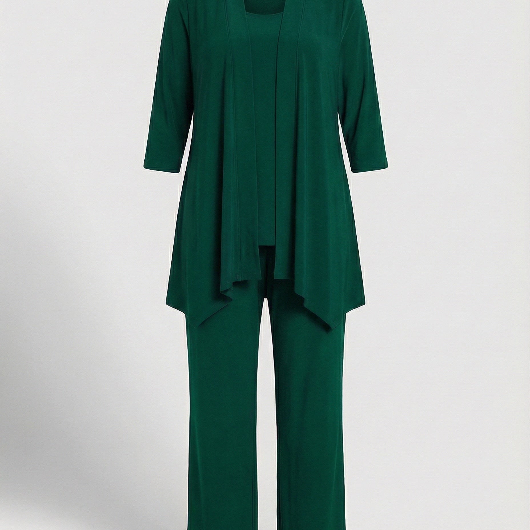 Three-Piece Wide-Leg Pantsuit Set | Elegant Tailored Trouser Suit