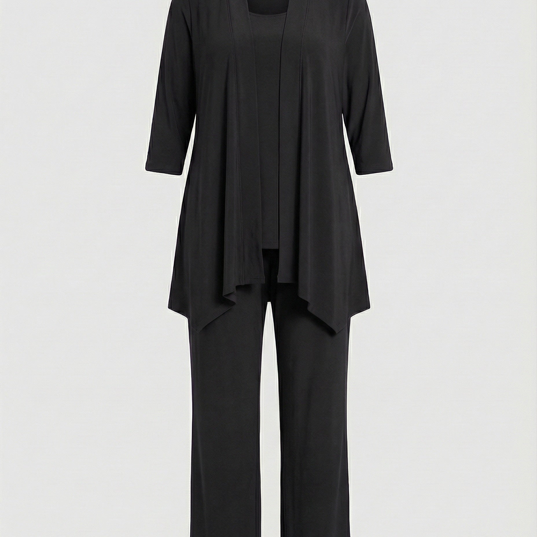 Three-Piece Wide-Leg Pantsuit Set | Elegant Tailored Trouser Suit