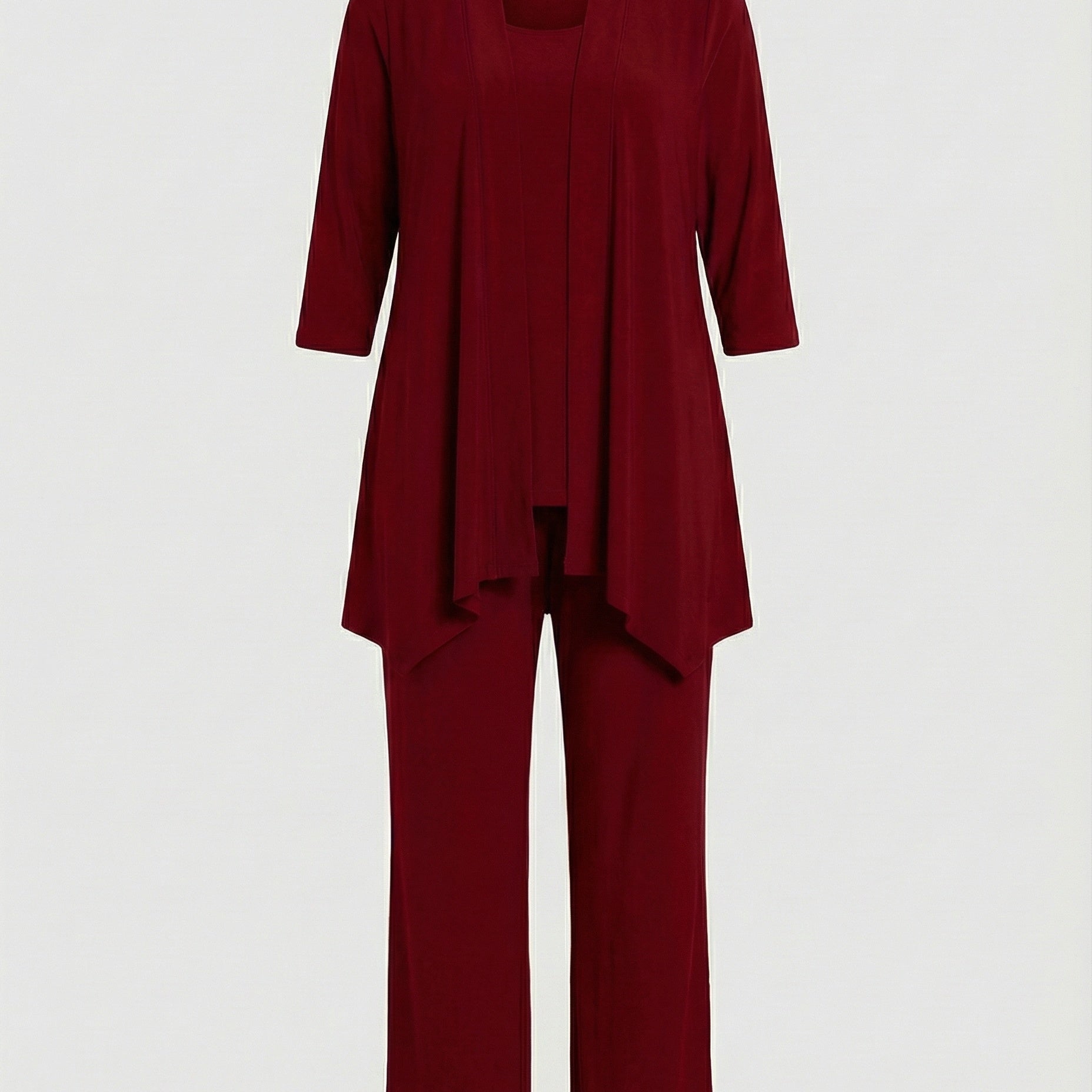Three-Piece Wide-Leg Pantsuit Set | Elegant Tailored Trouser Suit