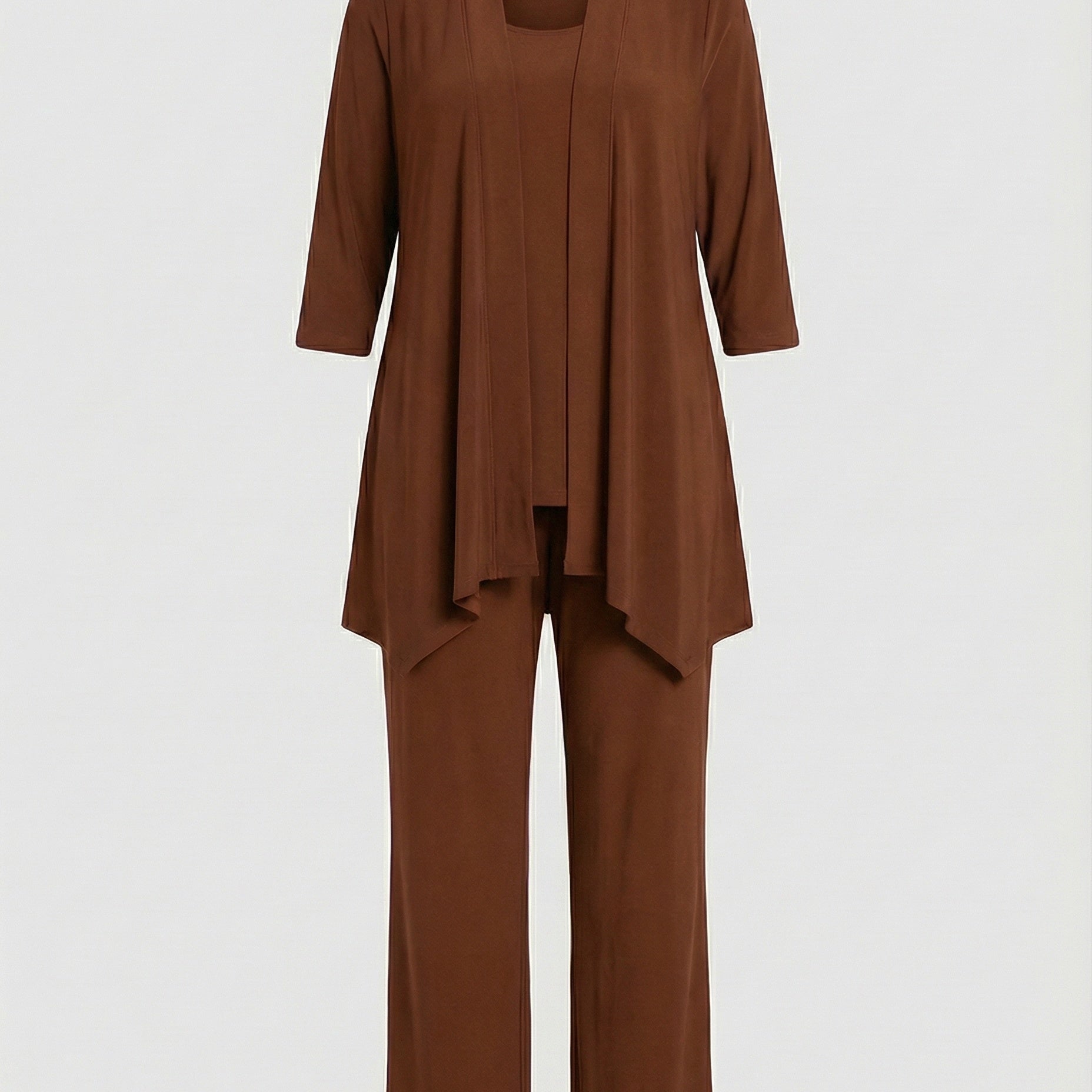 Three-Piece Wide-Leg Pantsuit Set | Elegant Tailored Trouser Suit