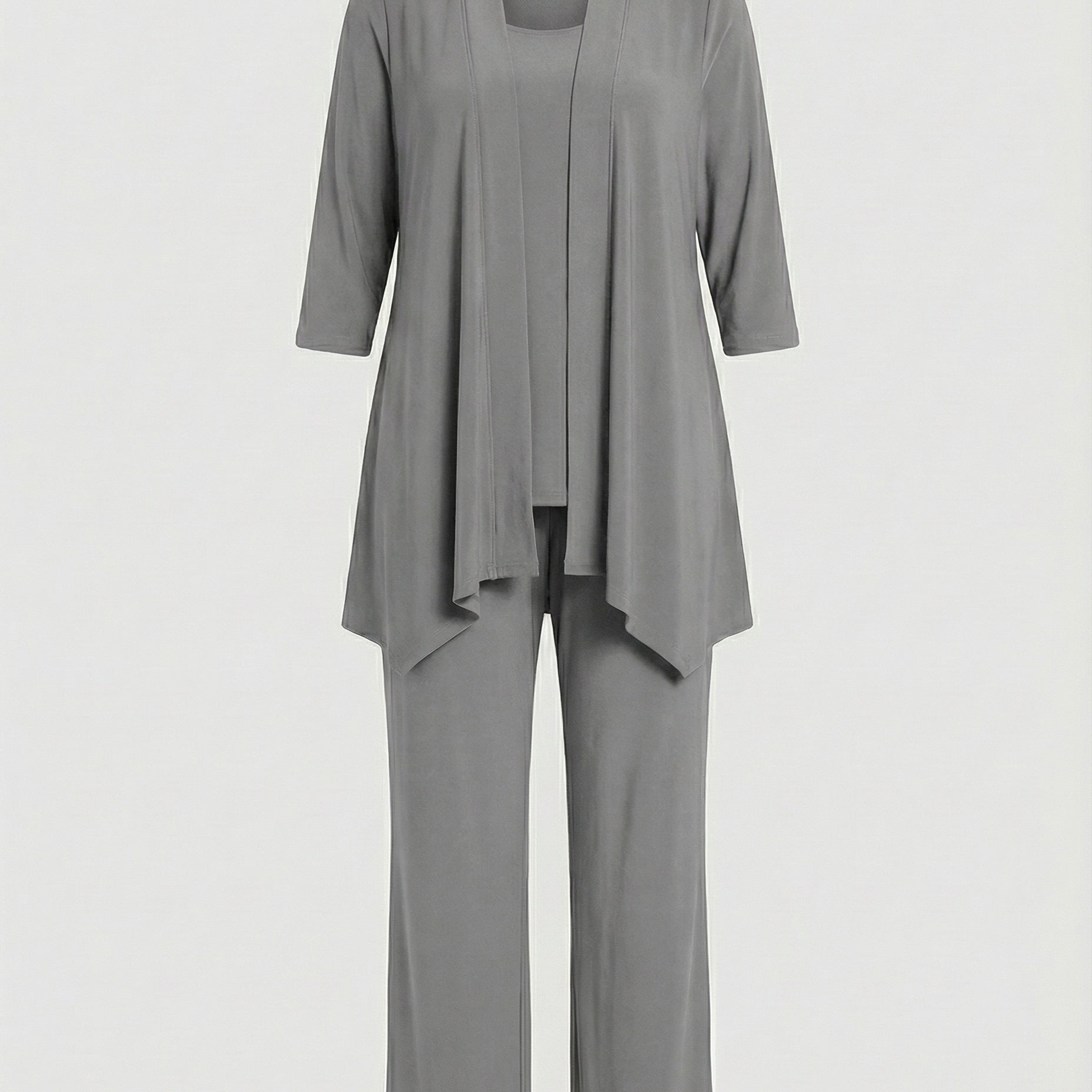 Three-Piece Wide-Leg Pantsuit Set | Elegant Tailored Trouser Suit
