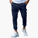 Warrick - Men's Cargo Joggers with Elastic Cuffs and Drawstring - Blue