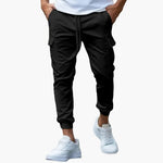 Warrick - Men's Cargo Joggers with Elastic Cuffs and Drawstring - Black