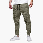 Warrick - Men's Cargo Joggers with Elastic Cuffs and Drawstring - Green
