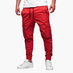 Warrick - Men's Cargo Joggers with Elastic Cuffs and Drawstring - Red