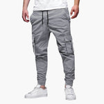 Warrick - Men's Cargo Joggers with Elastic Cuffs and Drawstring - Grey