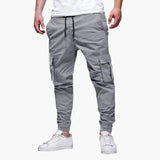 Warrick - Men's Cargo Joggers with Elastic Cuffs and Drawstring - Grey