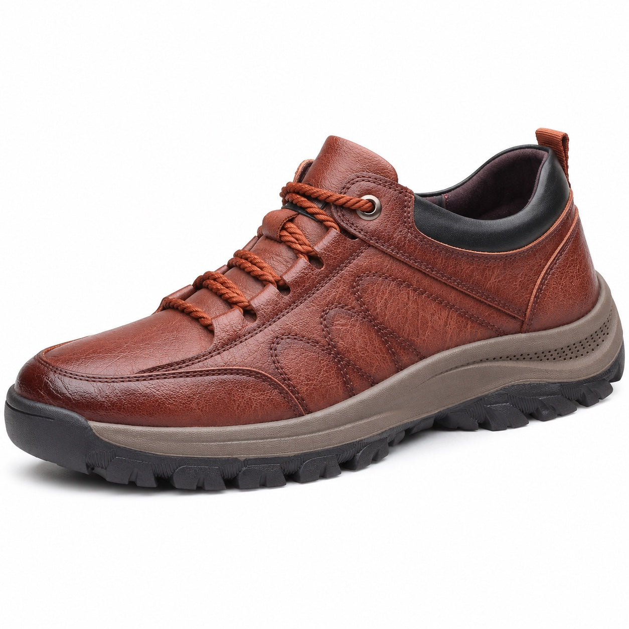 Wendell - Men's Slip-On Leather Orthopedic Shoes - Maroon