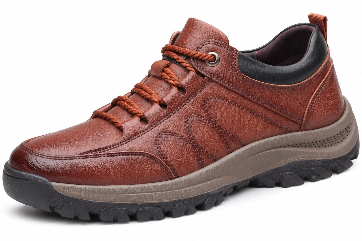 Wendell - Men's Slip-On Leather Orthopedic Shoes - Maroon