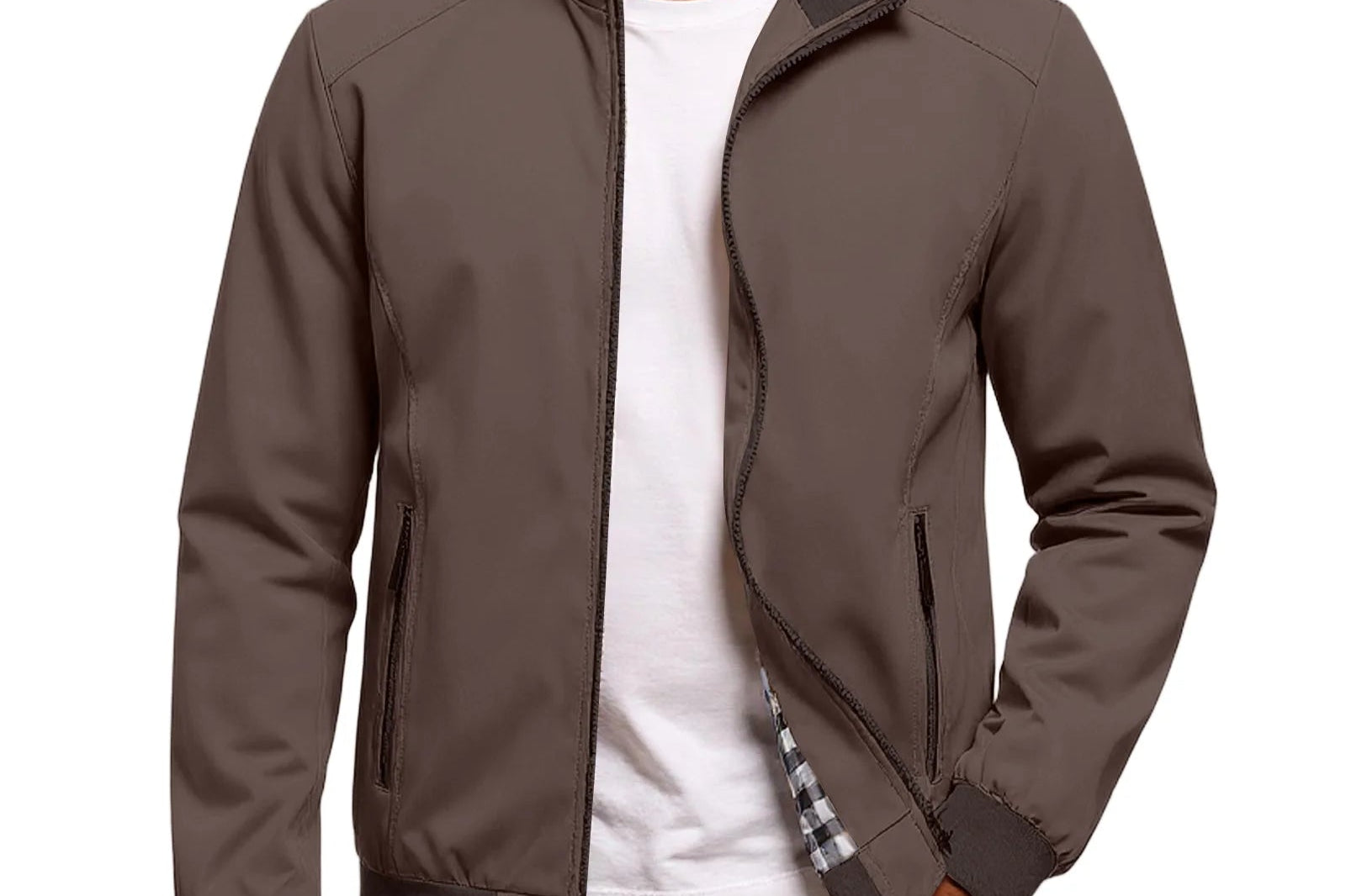 Wilder - Men's Lightweight Minimalist Bomber Jacket - Brown