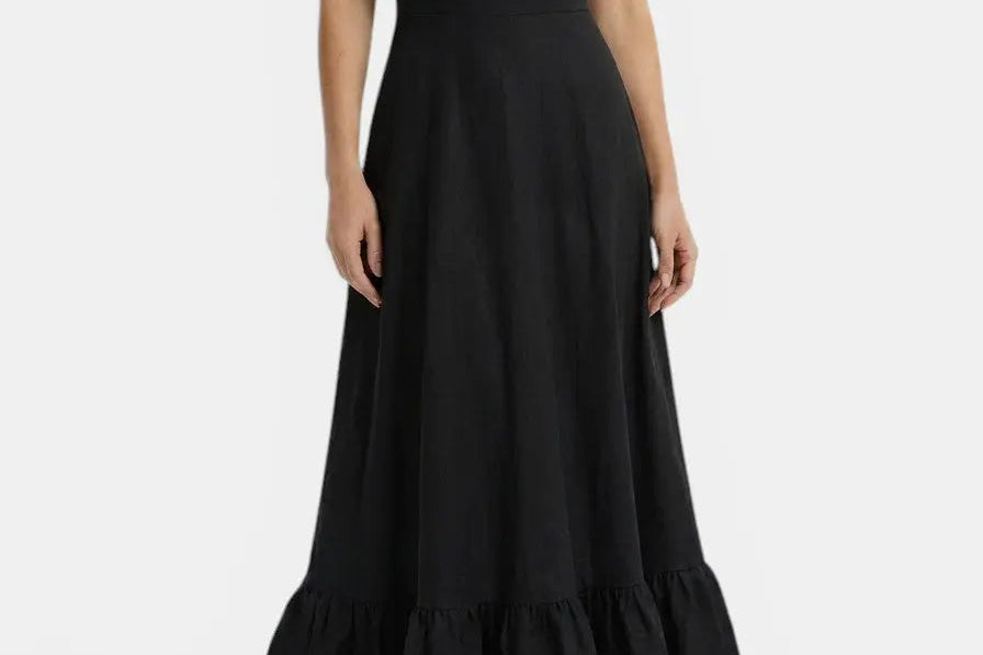 Women's Ruffle Midi Dress | Elegant Flowing Evening Dress