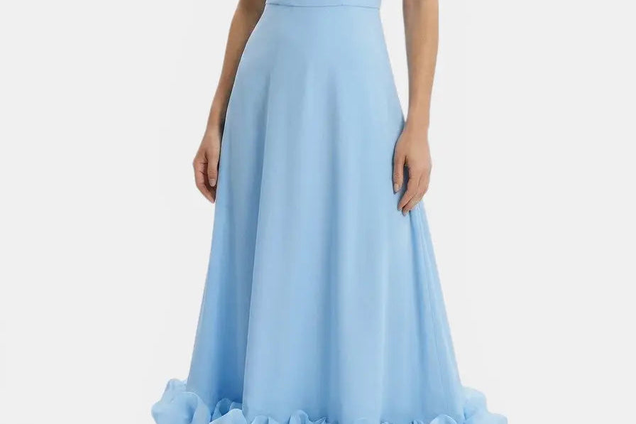 Women's Ruffle Midi Dress | Elegant Flowing Evening Dress