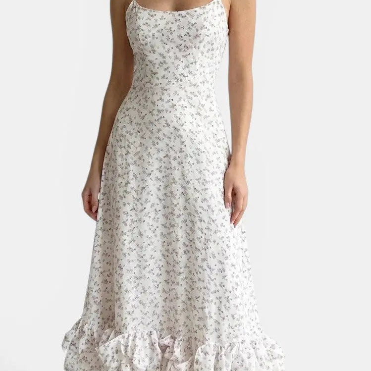 Women's Ruffle Midi Dress | Elegant Flowing Evening Dress
